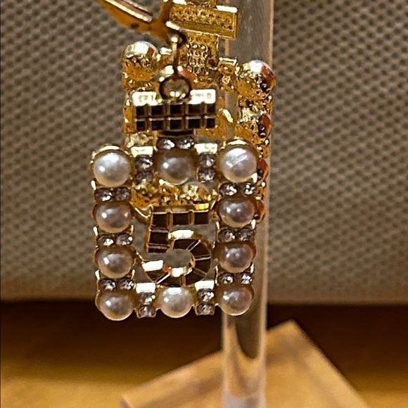 Accessories - Chanel Inspired Gold Pearl Crystal Number 5 Pendant